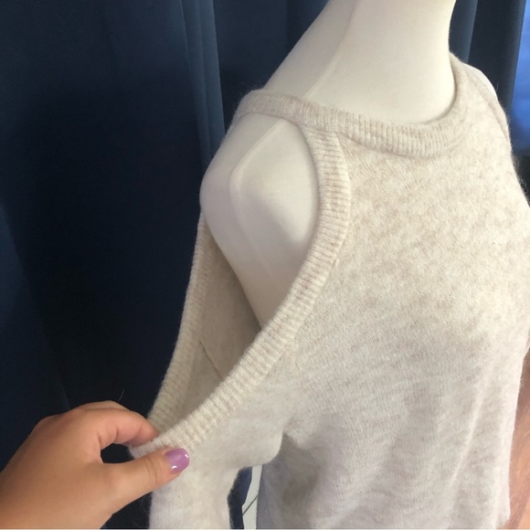 BOGO H&M cream oatmeal cold shoulder sweater - Picture 2 of 5